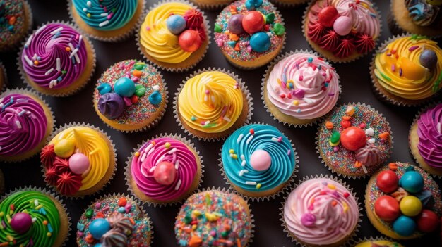 Colorful happy birthday cupcakes