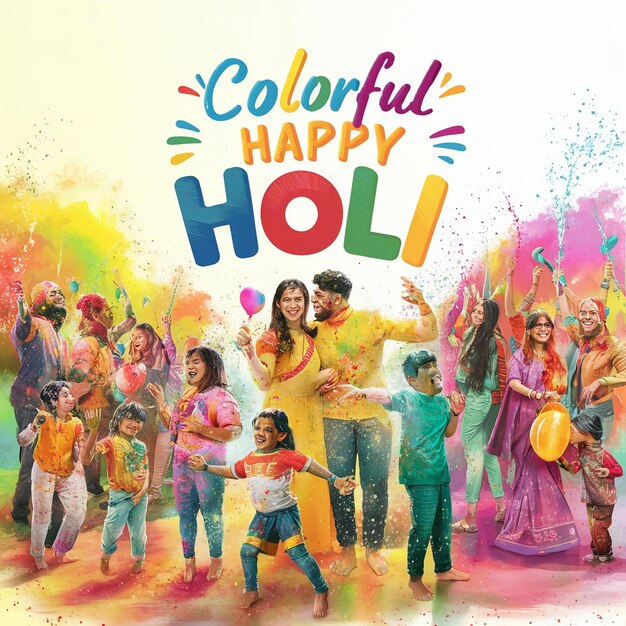 Colorful Happy Holi background design for color festival of India celebration