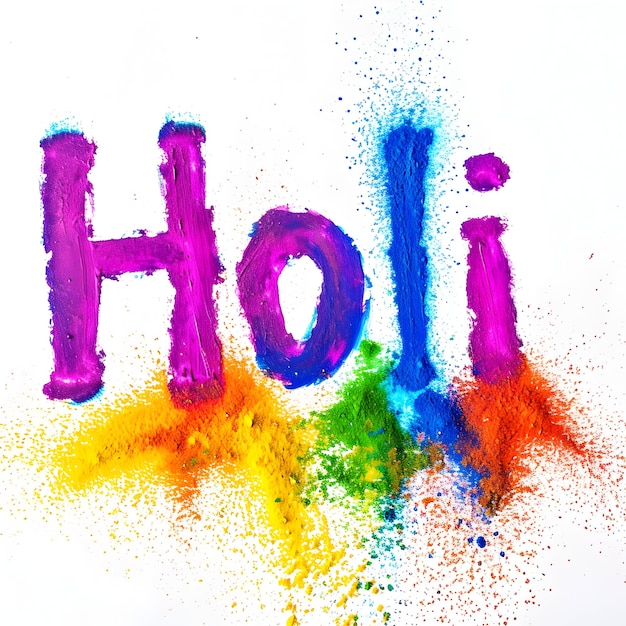 Foto coloroso testo di happy holi per la celebrazione di holi