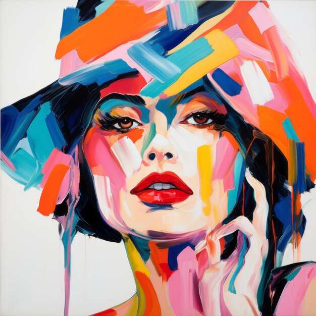 Photo colorful hat a beautiful abstract painting inspired by fauvism