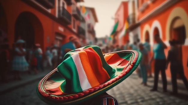 A colorful hat on a street in mexico