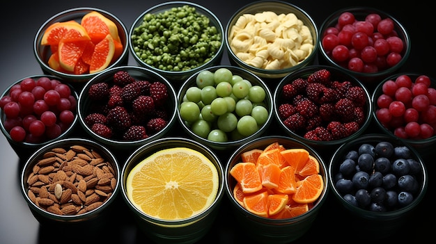 Photo colorful and healthy snacks