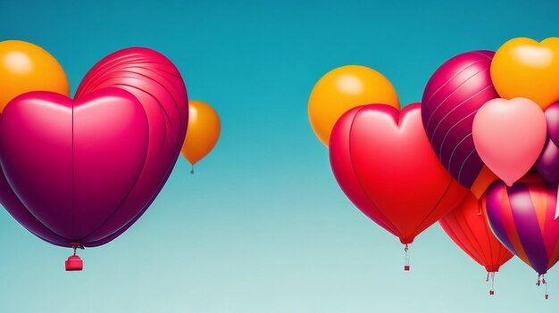 Colorful heart air balloon collection isolated on color background