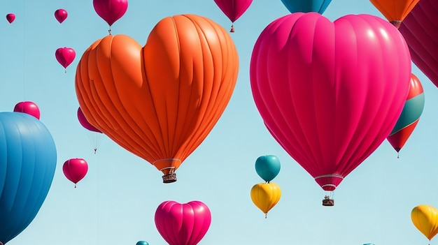 Colorful heart air balloon collection isolated on color background