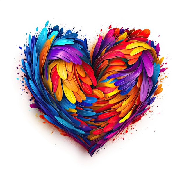 Красочное сердце художественная иллюстрация многоцветная краска всплеск генеративный AI
