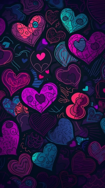 A colorful heart background with a black background and the words love on it