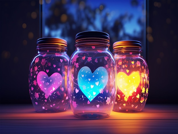 colorful heart in glass jar