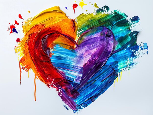 페인트로 칠한 다채로운 심장