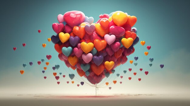 Colorful heart shape balloons Generative AI