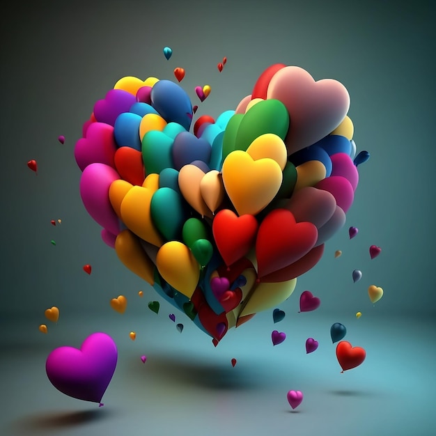 Colorful heart shape balloons Valentine's Day celebration