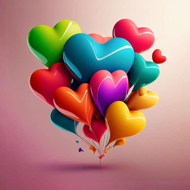 Colorful heart shape balloons