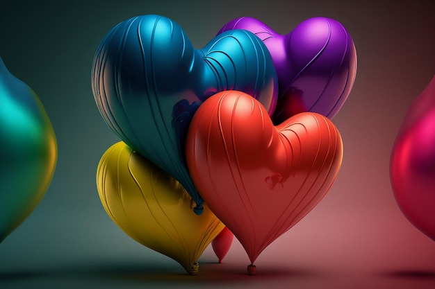 Colorful heart shape balloons