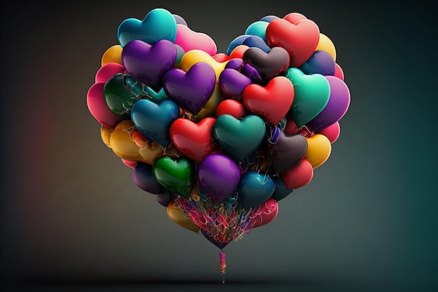 Colorful heart shape balloons