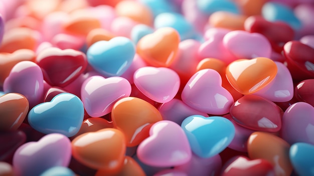 Разноцветные воздушные шары в форме сердца