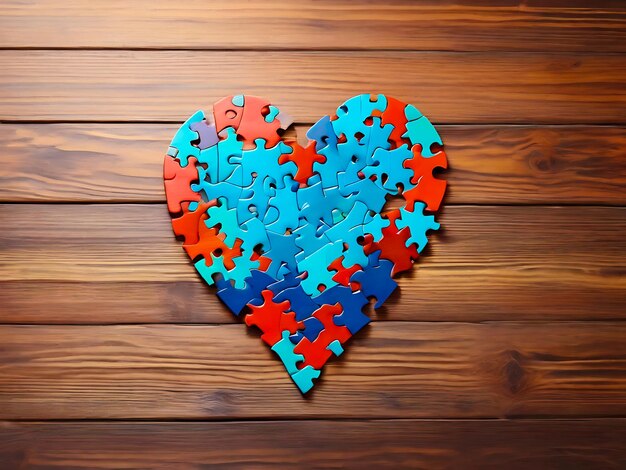 colorful heart shape made from puzzle pieces generative AI