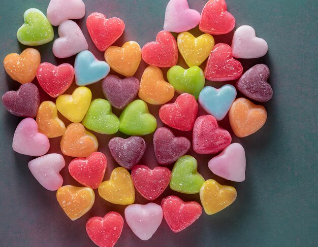 Colorful heart shaped candies