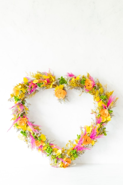 Colorful heart shaped flower arrangement