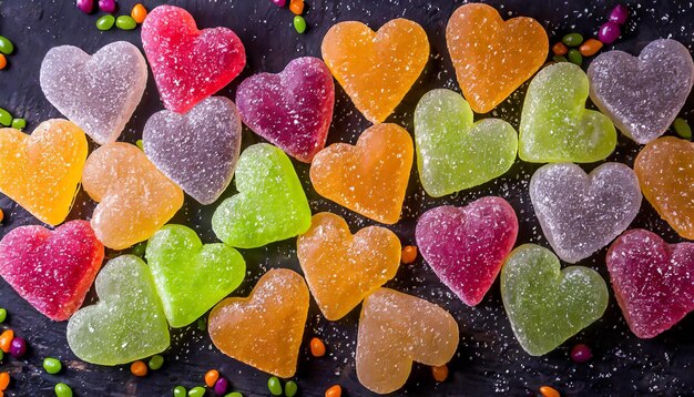 Colorful heart shaped jelly candies