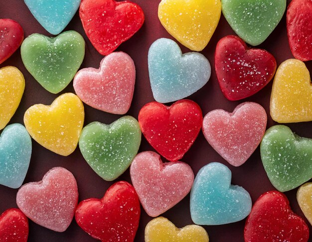 Photo colorful heart shaped jelly candies