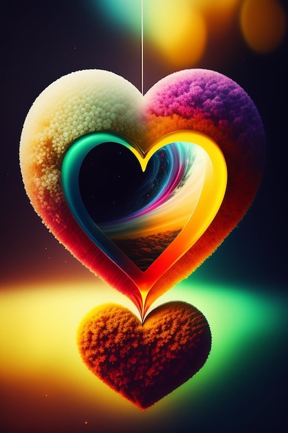 Цветный объект в форме сердца ИИ Генеративная иллюстрация