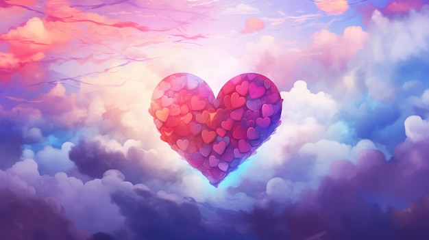 colorful heart in the sky