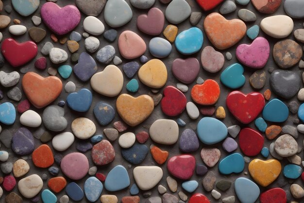 Foto colore heart stone sfondo pebbles stone sfondo ai generato