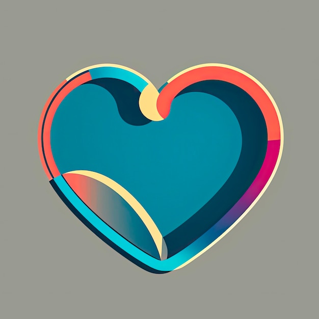 Foto un cuore colorato con un cuore blu sul fondo.
