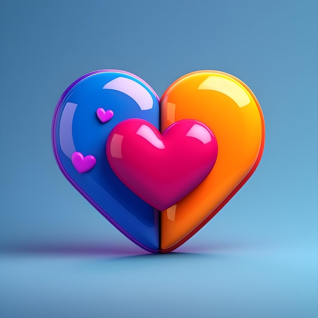 A colorful heart with pink and orange hearts on it