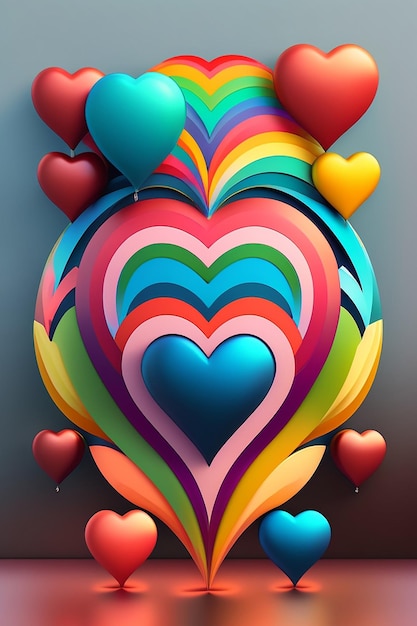 A colorful heart with the word love on it