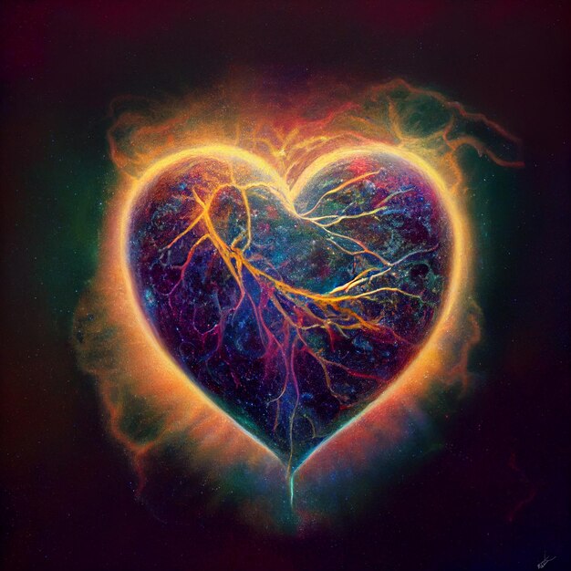 A colorful heart with the word love on it