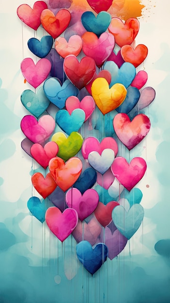 A colorful heart with the word love on it