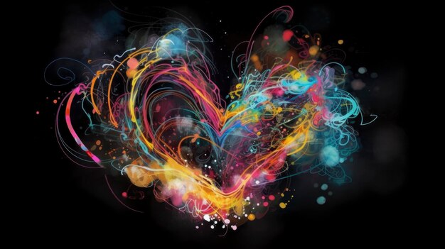 A colorful heart with the word love on it