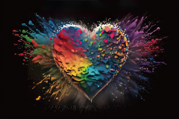 A colorful heart with the word love on it