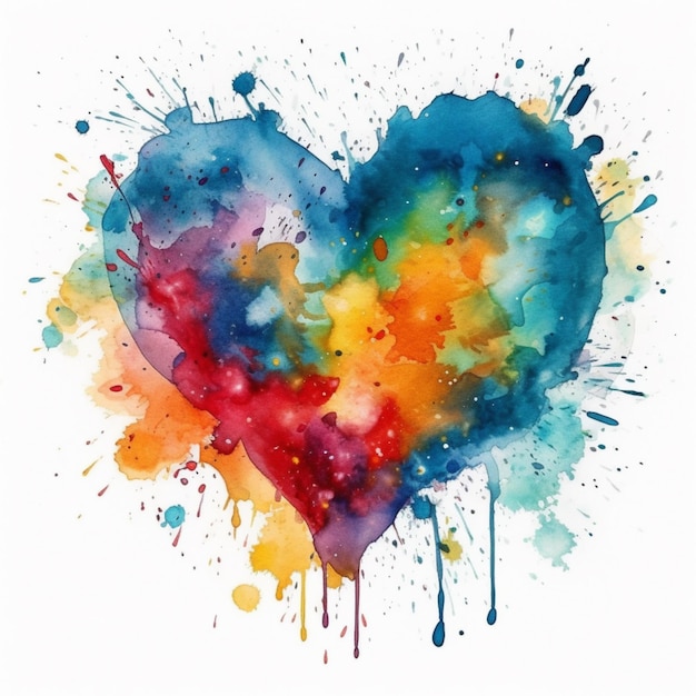 A colorful heart with the word love on it