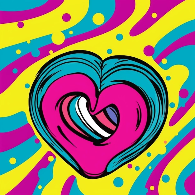 a colorful heart with the word love on it