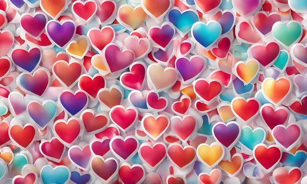 Colorful hearts background vibrant and romantic