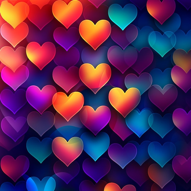 Colorful hearts on a dark background