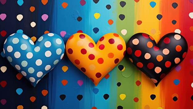 그라피티 배경 에 있는 다채로운 마음 들 - 사랑 과 예술 의 활기찬 표현