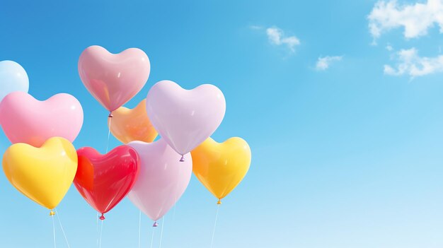 Colorful Hearts in the Sky HeartShaped Balloons Against a Clear Blue Canvas