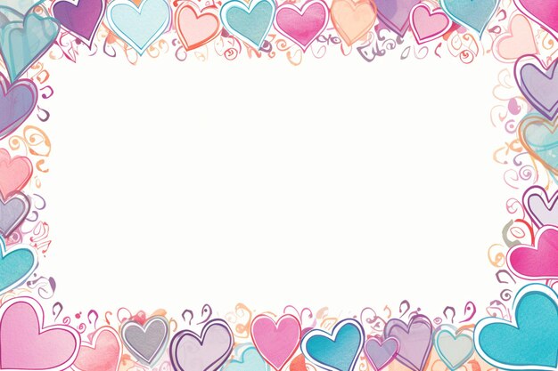 colorful hearts on white with copy space