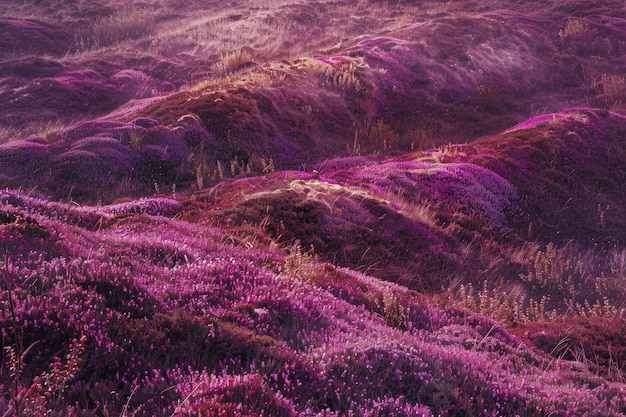 Colorful heathland in Brittany France