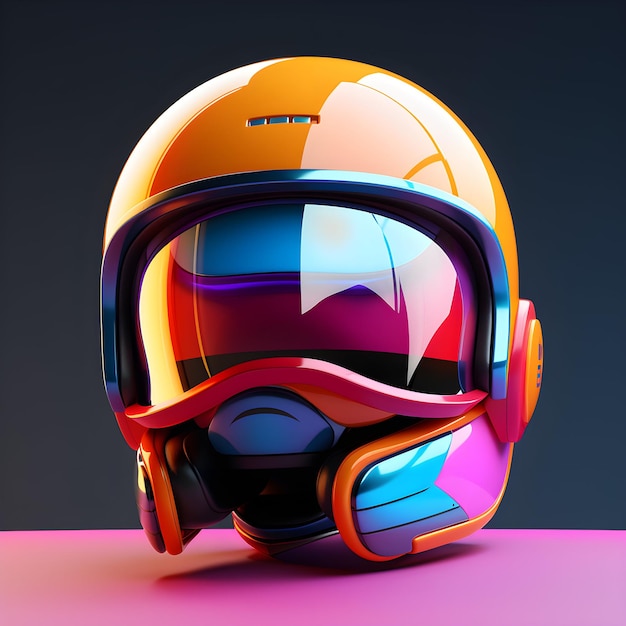 colorful helmet with gradient background