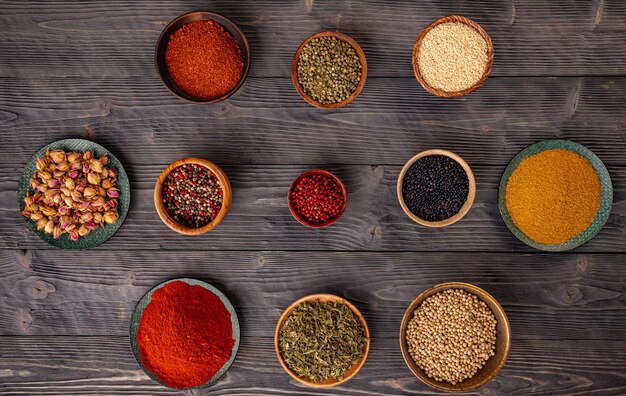 Colorful herbs and spices