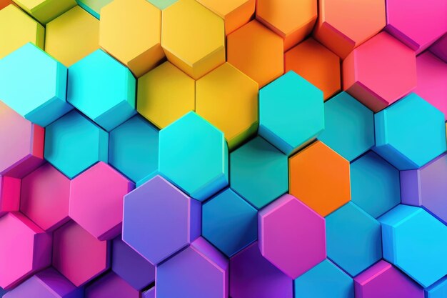 colorful hexagon background cube shape and irregular color with non repeating pattern