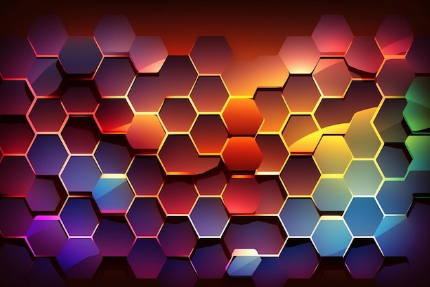 Colorful hexagons on a dark background
