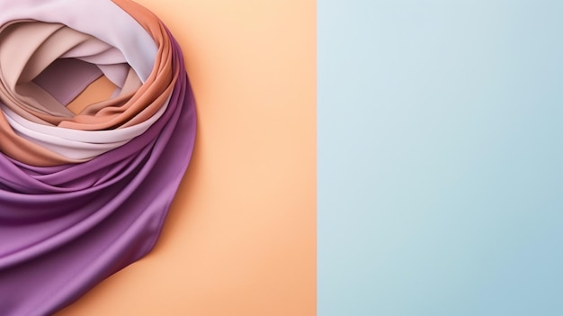 Красочный хиджаб, сложенный на изолированном пастельном фоне
