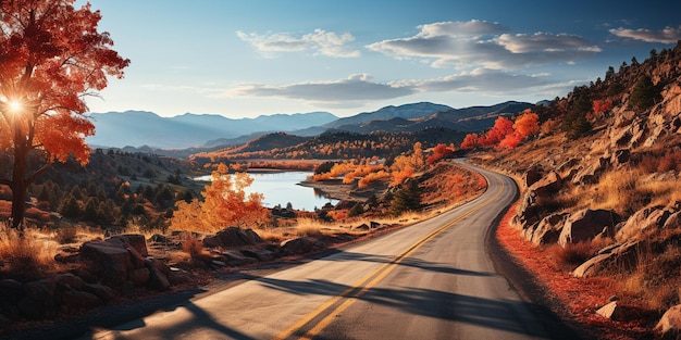 Photo a colorful hillside ablaze with autumn foliage wallpaper