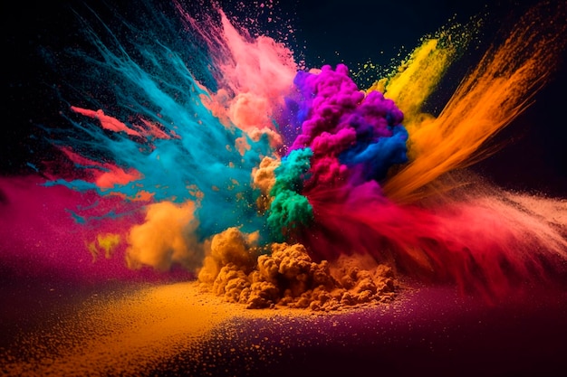 colorful holi background with colorful powder generative ai