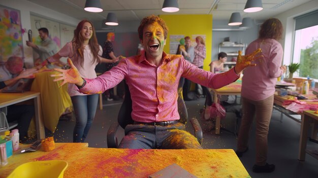 holi celebration at office