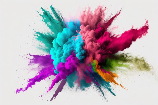 Foto esplosione di polvere di vernice colorata holi